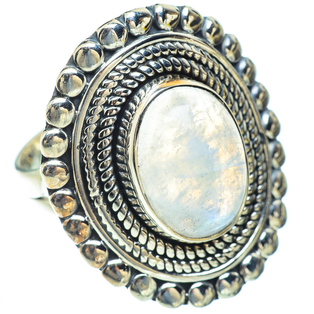 Rainbow Moonstone Rings handcrafted by Ana Silver Co - RING56965