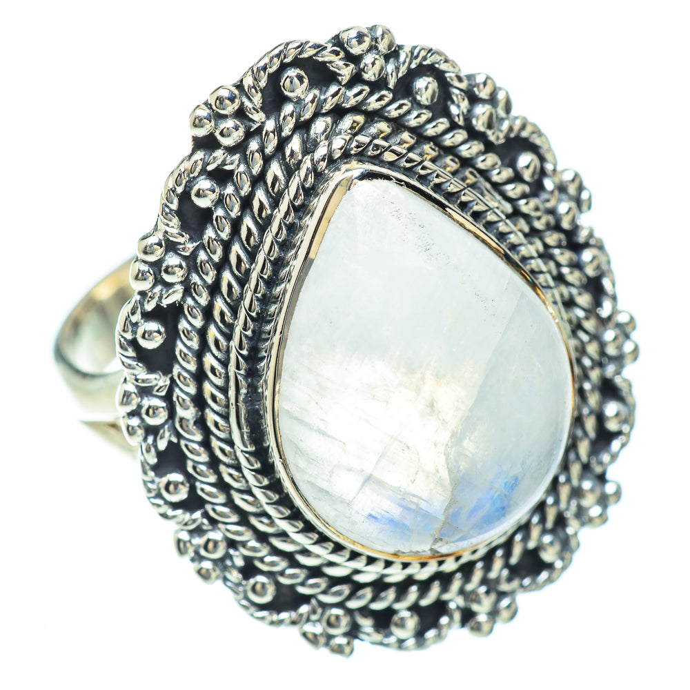 Rainbow Moonstone Rings handcrafted by Ana Silver Co - RING56994