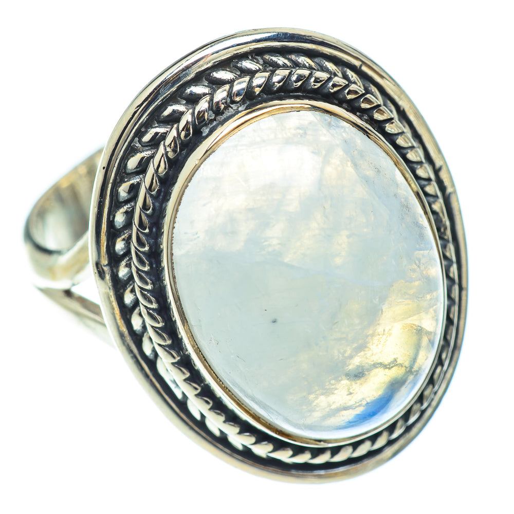 Rainbow Moonstone Rings handcrafted by Ana Silver Co - RING57051