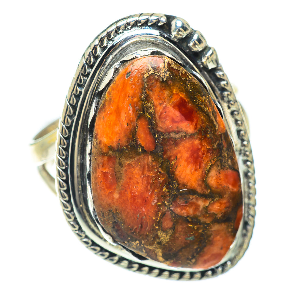 Orange Copper Composite Turquoise Rings handcrafted by Ana Silver Co - RING57214
