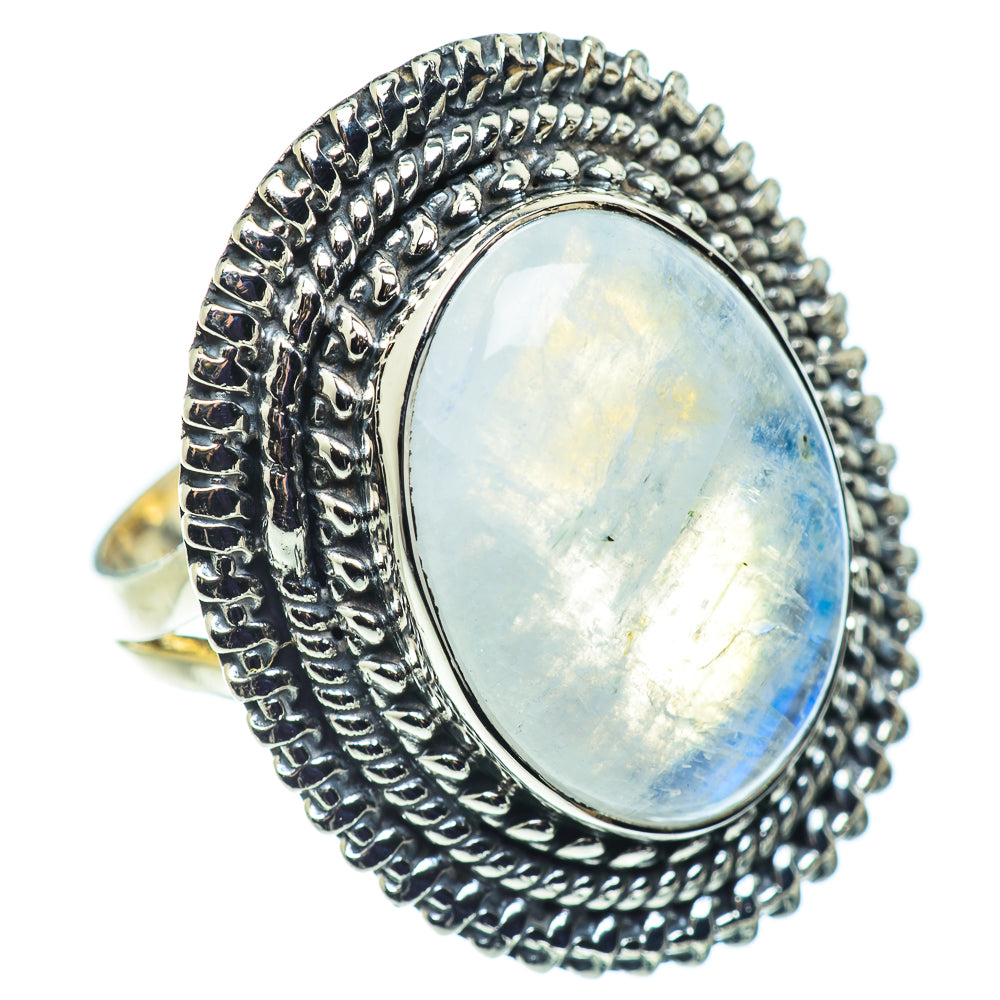 Rainbow Moonstone Rings handcrafted by Ana Silver Co - RING57418