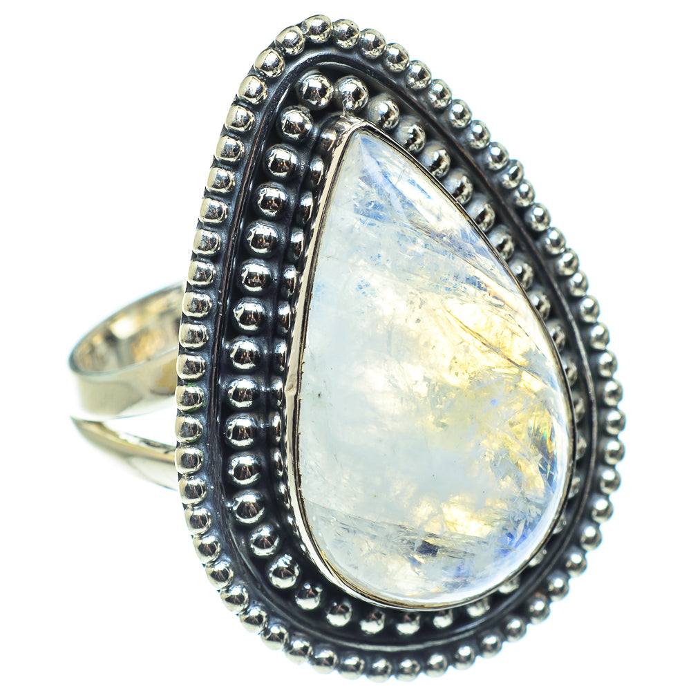 Rainbow Moonstone Rings handcrafted by Ana Silver Co - RING57871