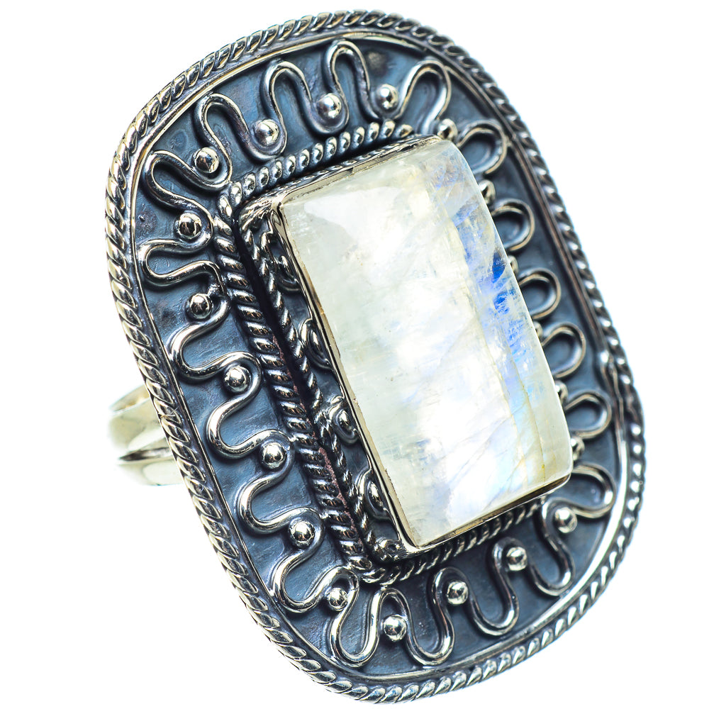 Rainbow Moonstone Rings handcrafted by Ana Silver Co - RING57877