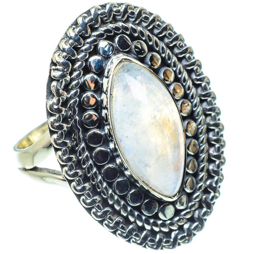Rainbow Moonstone Rings handcrafted by Ana Silver Co - RING57935
