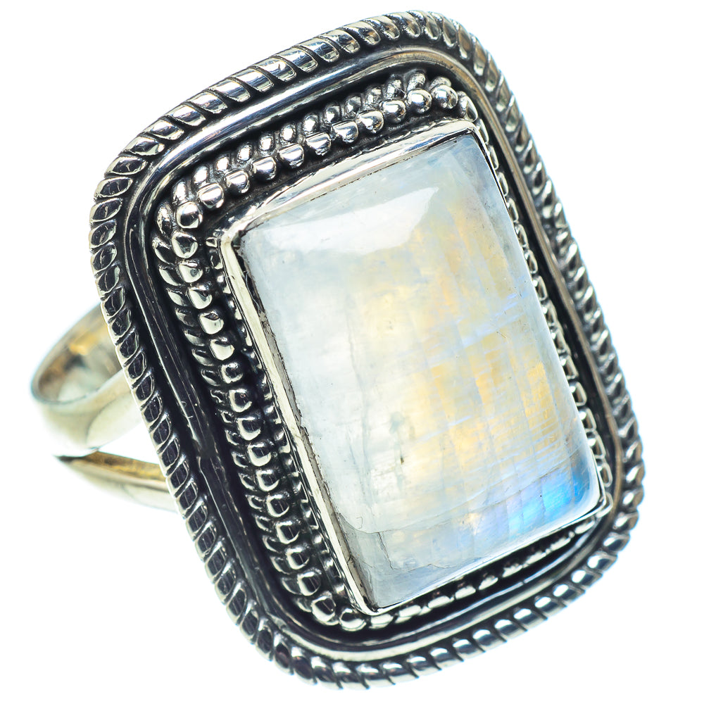 Rainbow Moonstone Rings handcrafted by Ana Silver Co - RING57999