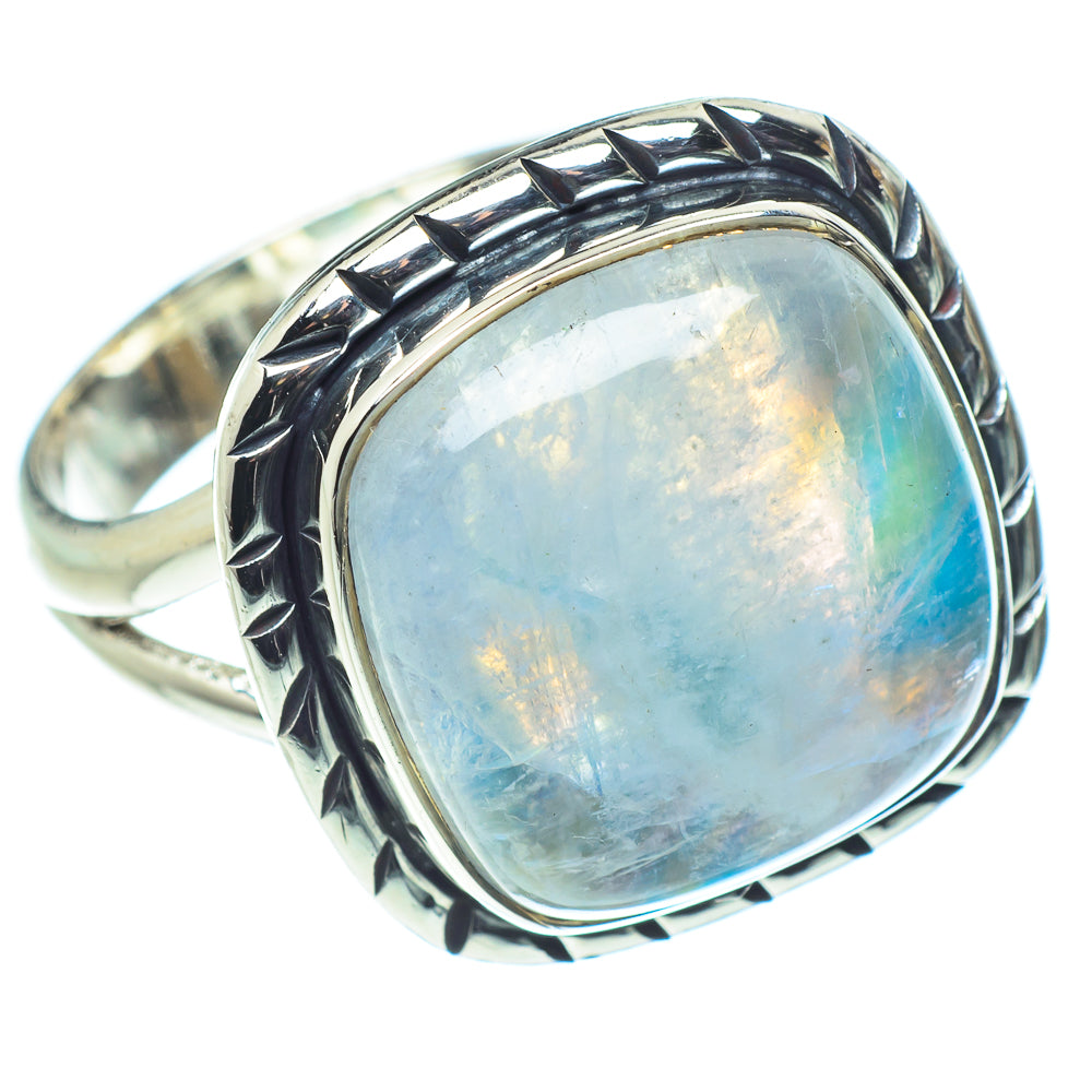 Rainbow Moonstone Rings handcrafted by Ana Silver Co - RING58029