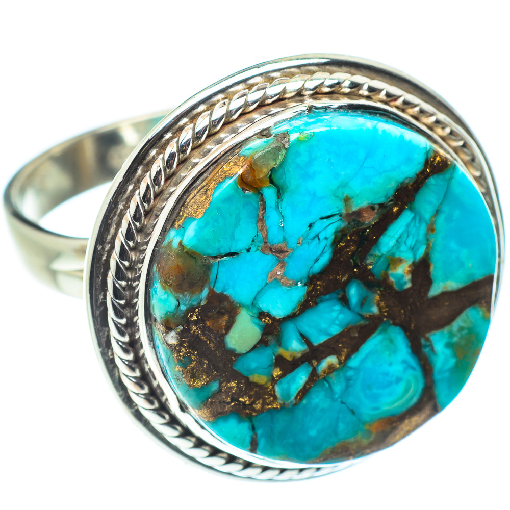 Blue Copper Composite Turquoise Rings handcrafted by Ana Silver Co - RING58465