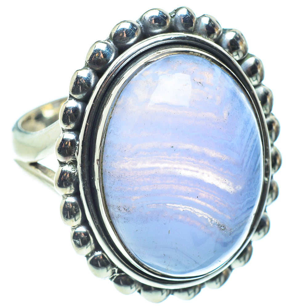 Blue Lace Agate Rings handcrafted by Ana Silver Co - RING58498