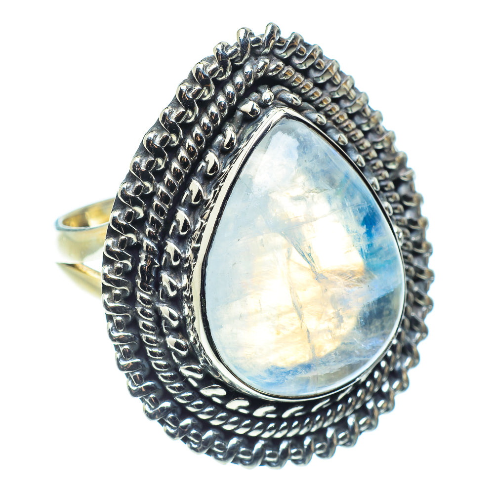 Rainbow Moonstone Rings handcrafted by Ana Silver Co - RING58538