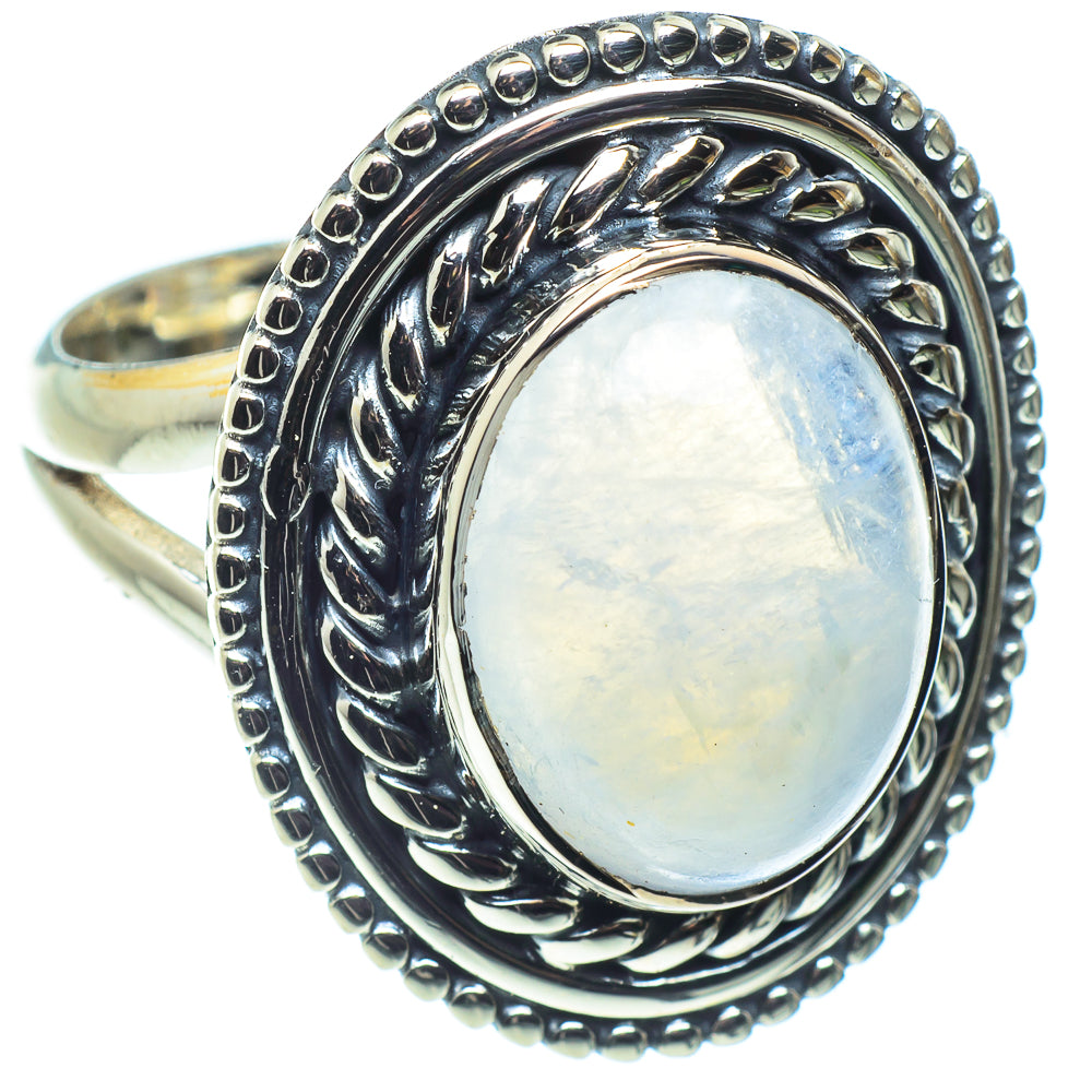 Rainbow Moonstone Rings handcrafted by Ana Silver Co - RING58747
