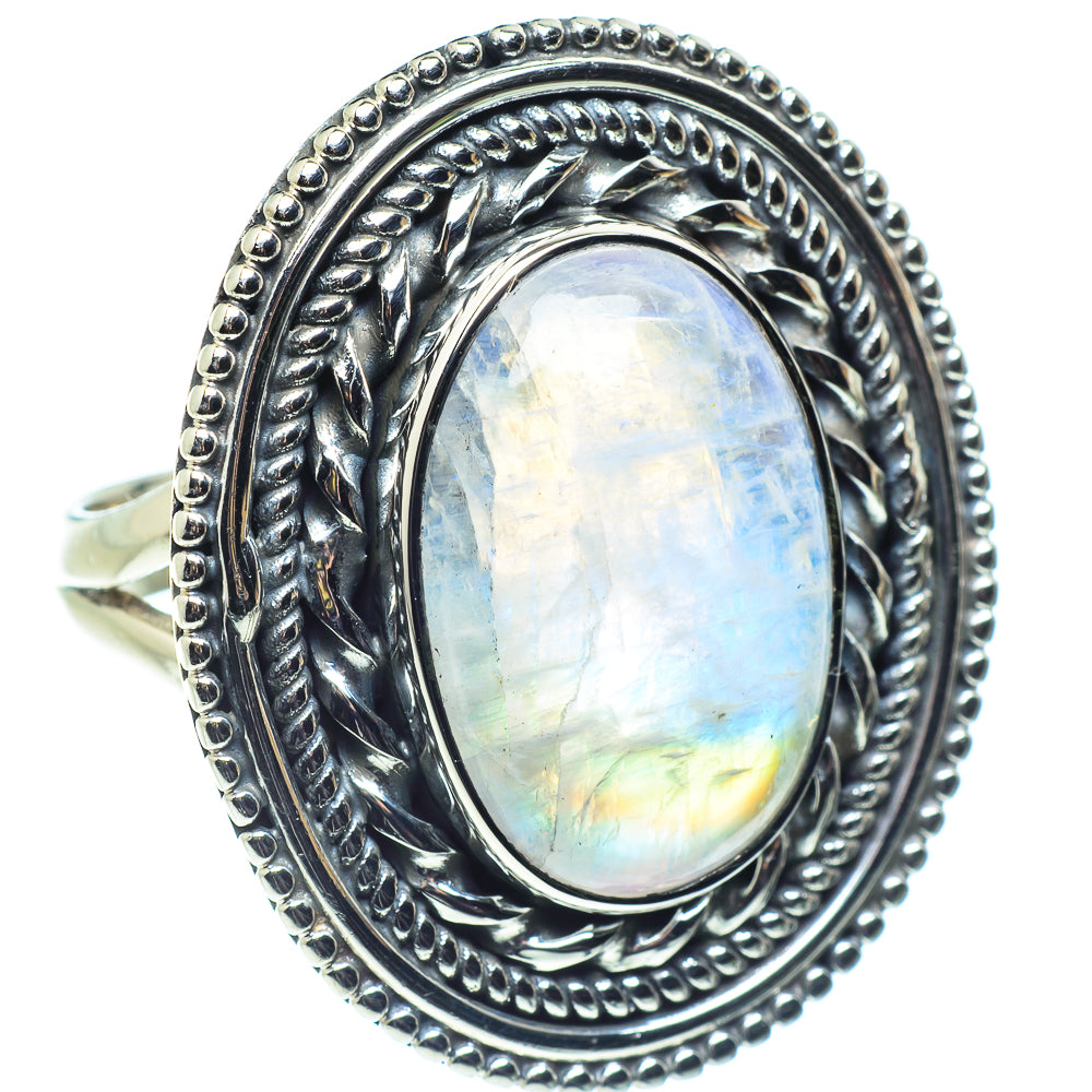 Rainbow Moonstone Rings handcrafted by Ana Silver Co - RING58771