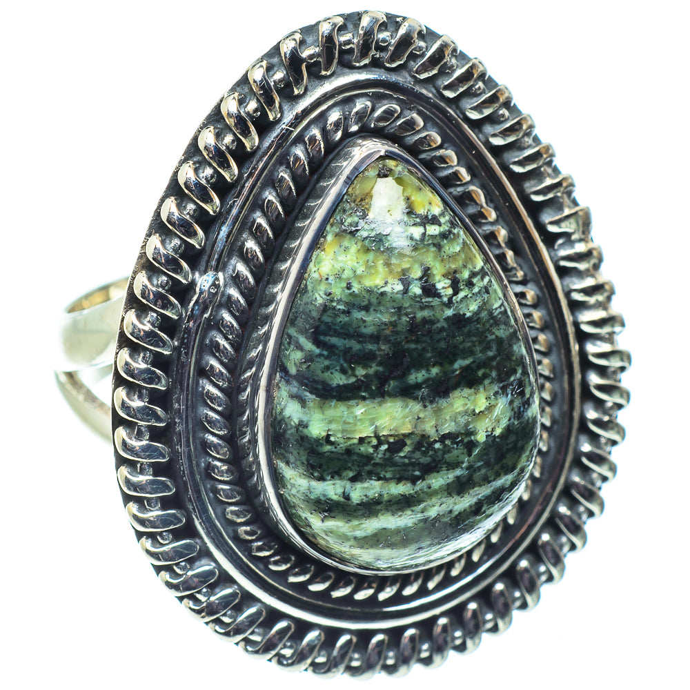 Green Vein Jasper Rings handcrafted by Ana Silver Co - RING58806