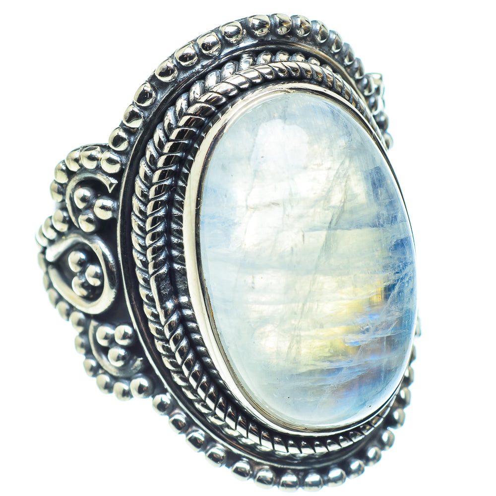 Rainbow Moonstone Rings handcrafted by Ana Silver Co - RING58871