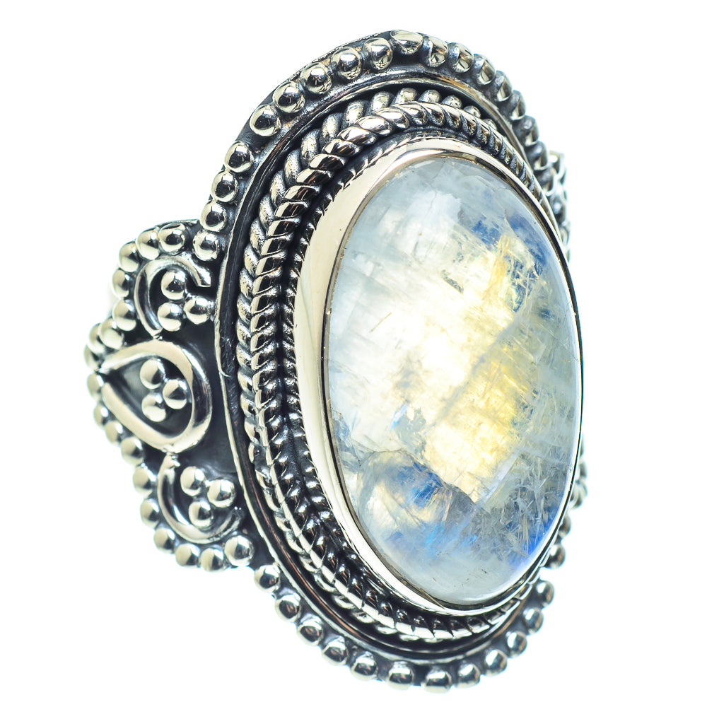 Rainbow Moonstone Rings handcrafted by Ana Silver Co - RING58885