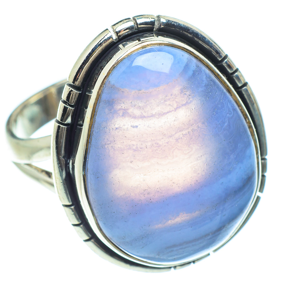 Blue Lace Agate Rings handcrafted by Ana Silver Co - RING58920