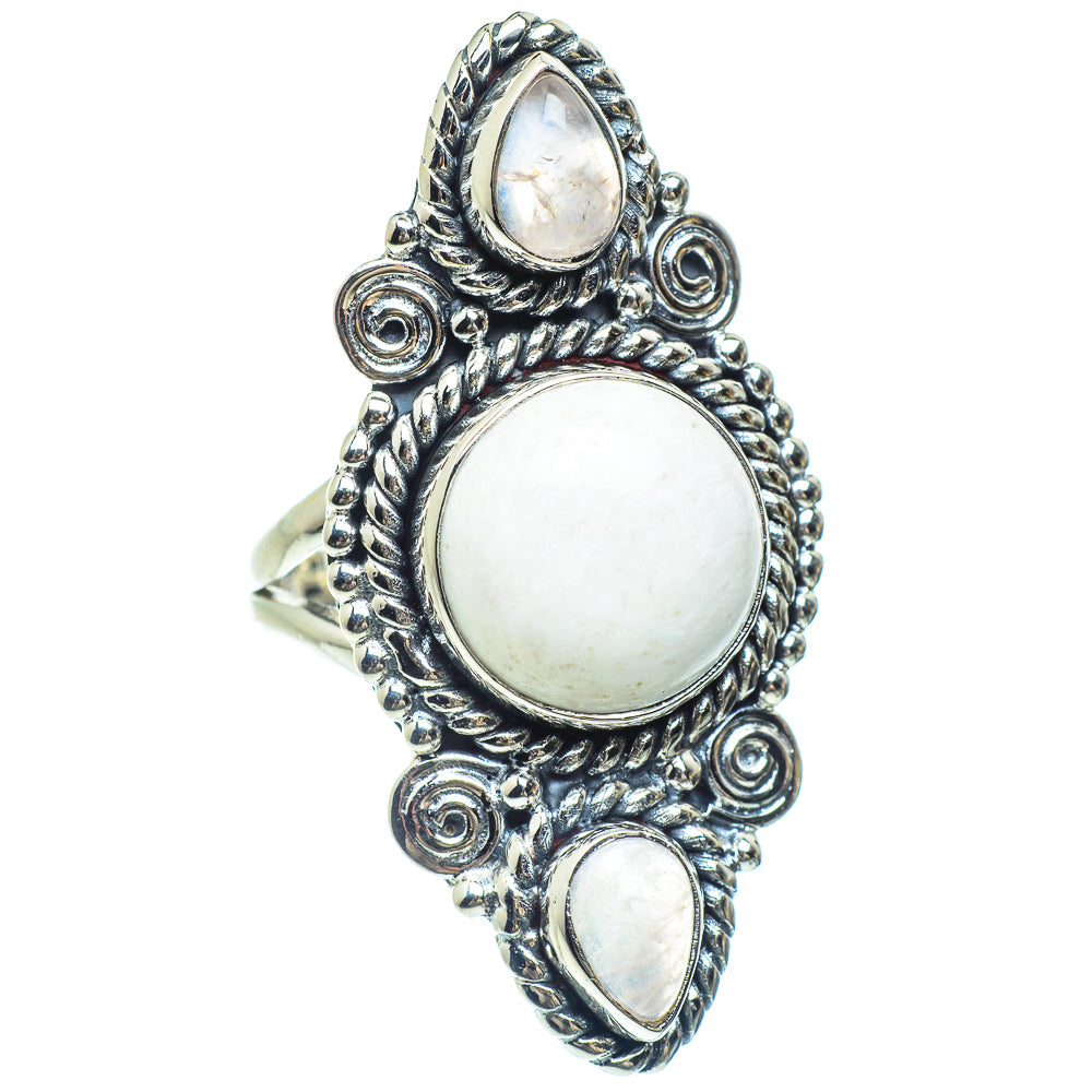 White Scolecite Rings handcrafted by Ana Silver Co - RING58940