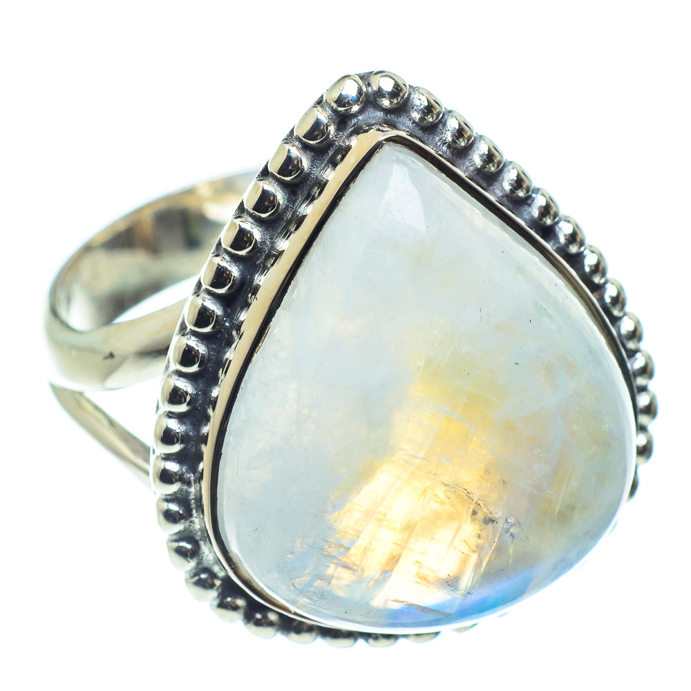 Rainbow Moonstone Rings handcrafted by Ana Silver Co - RING59170