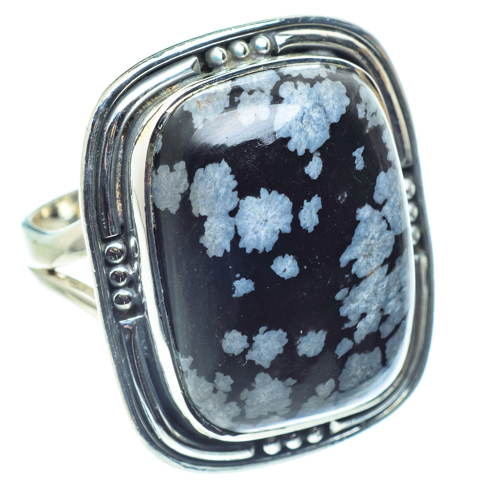 Snowflake Obsidian Rings handcrafted by Ana Silver Co - RING59232
