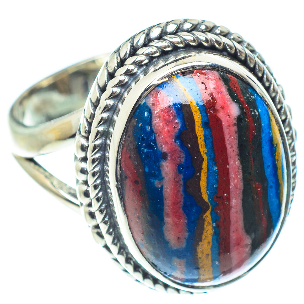 Rainbow Calsilica Rings handcrafted by Ana Silver Co - RING59390