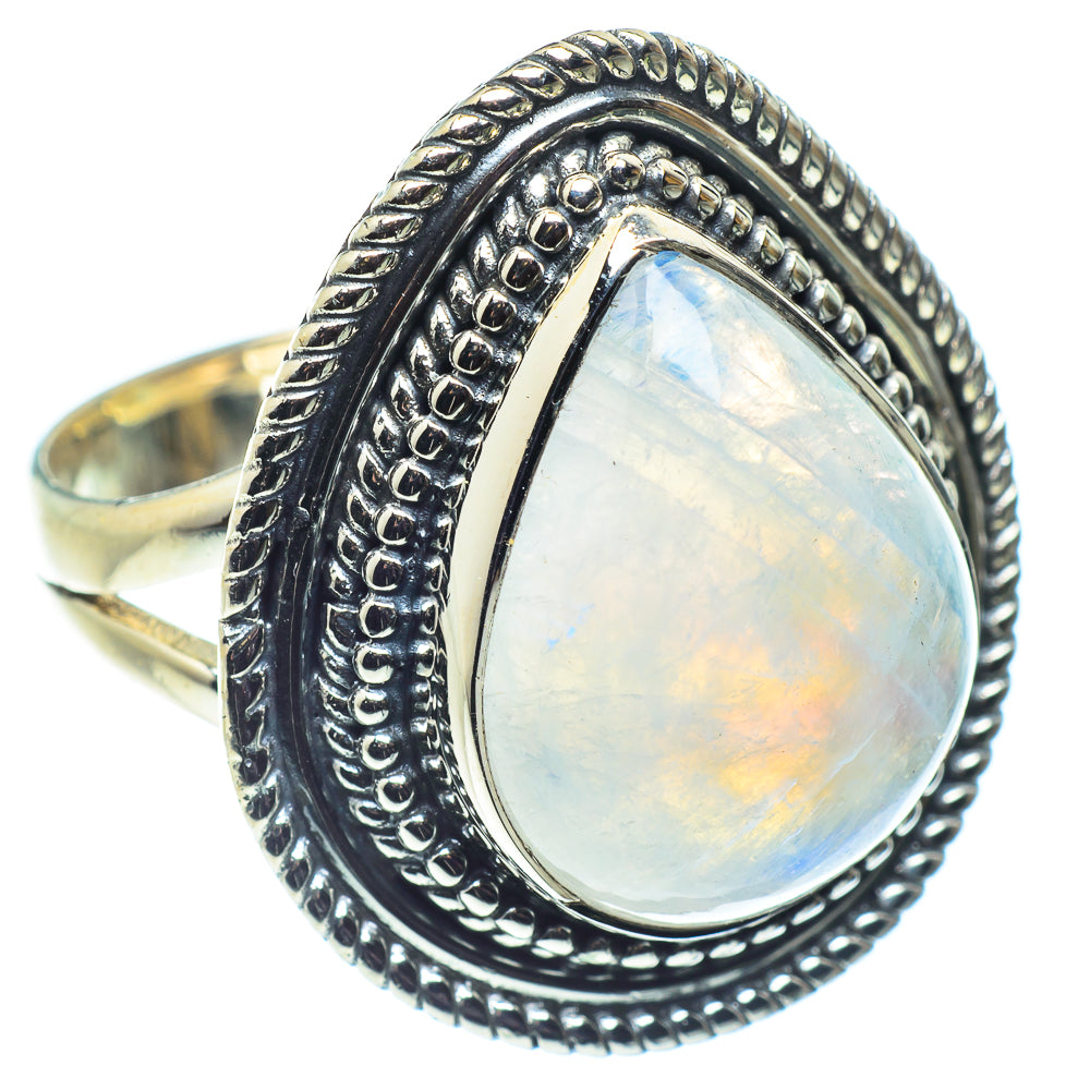 Rainbow Moonstone Rings handcrafted by Ana Silver Co - RING59672