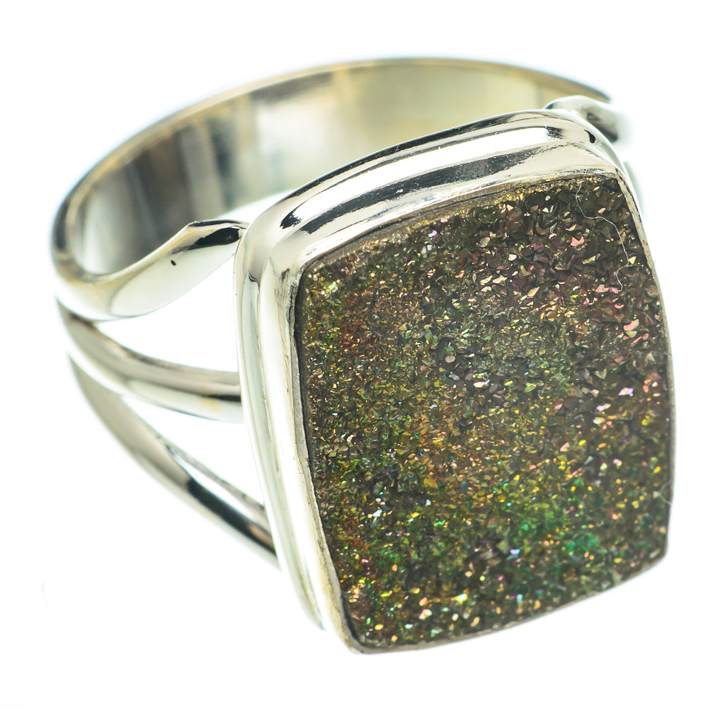 Spectro Pyrite Druzy Rings handcrafted by Ana Silver Co - RING59859