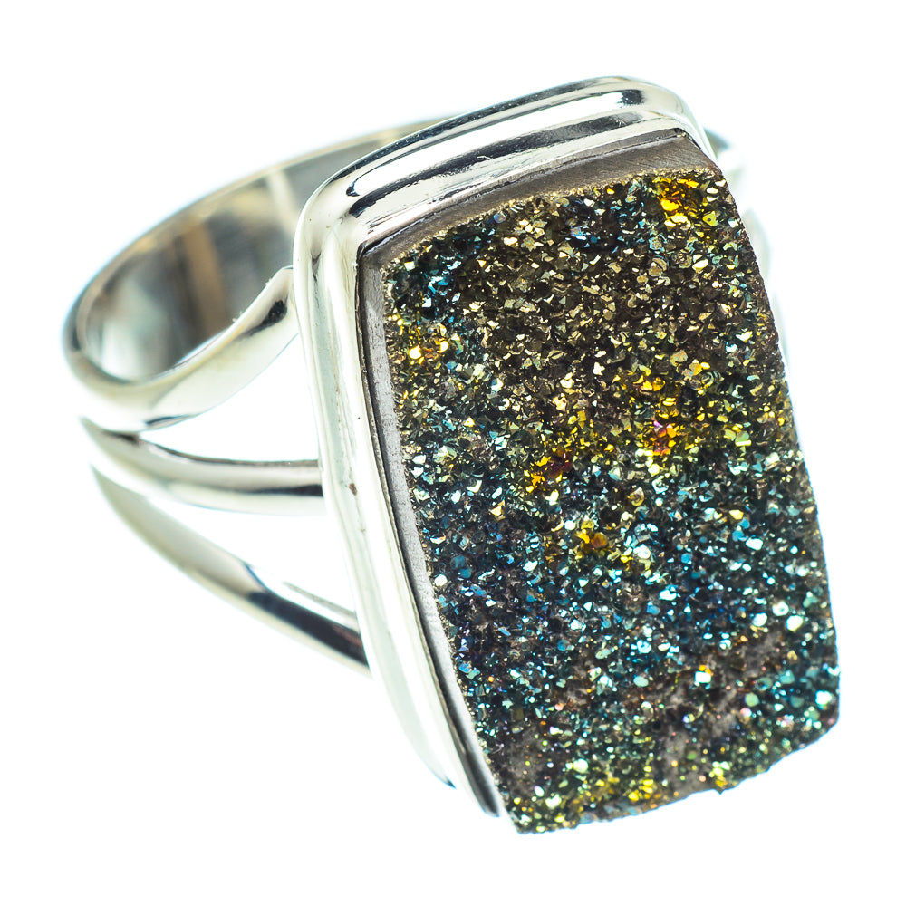 Spectro Pyrite Druzy Rings handcrafted by Ana Silver Co - RING60124