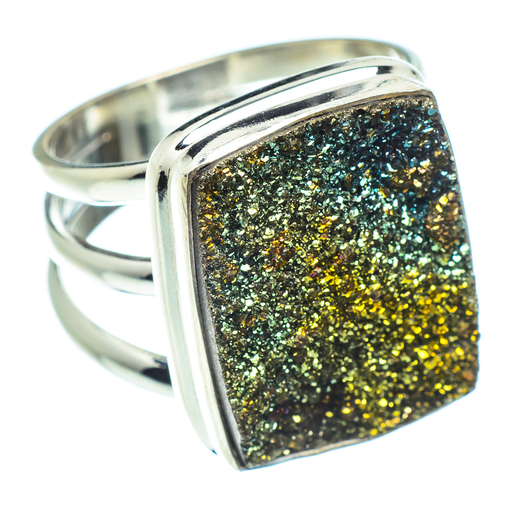 Spectro Pyrite Druzy Rings handcrafted by Ana Silver Co - RING60190