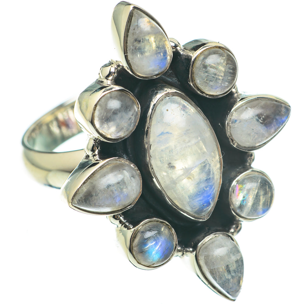 Rainbow Moonstone Rings handcrafted by Ana Silver Co - RING60534