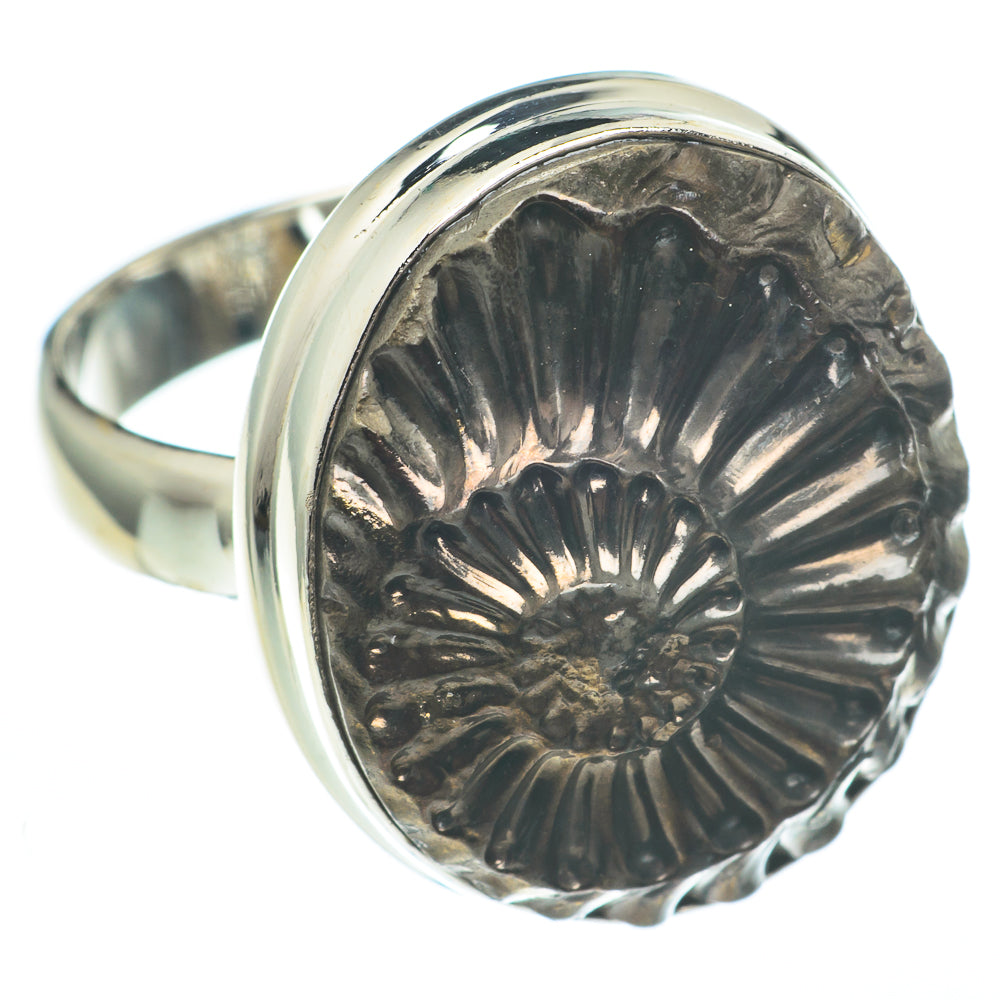 Pyrite Ammonite Rings handcrafted by Ana Silver Co - RING61238