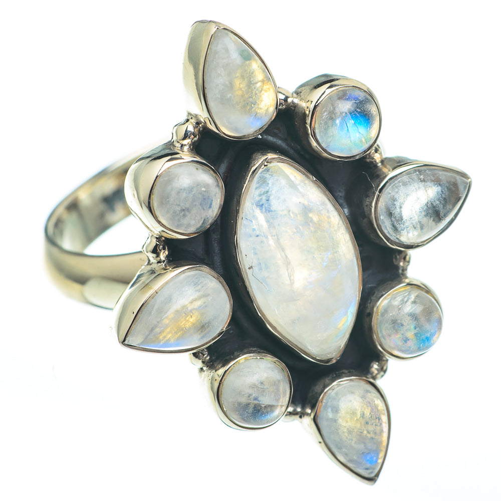 Rainbow Moonstone Rings handcrafted by Ana Silver Co - RING61309