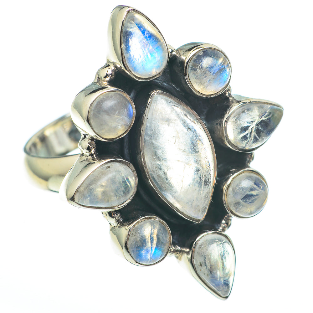 Rainbow Moonstone Rings handcrafted by Ana Silver Co - RING61321