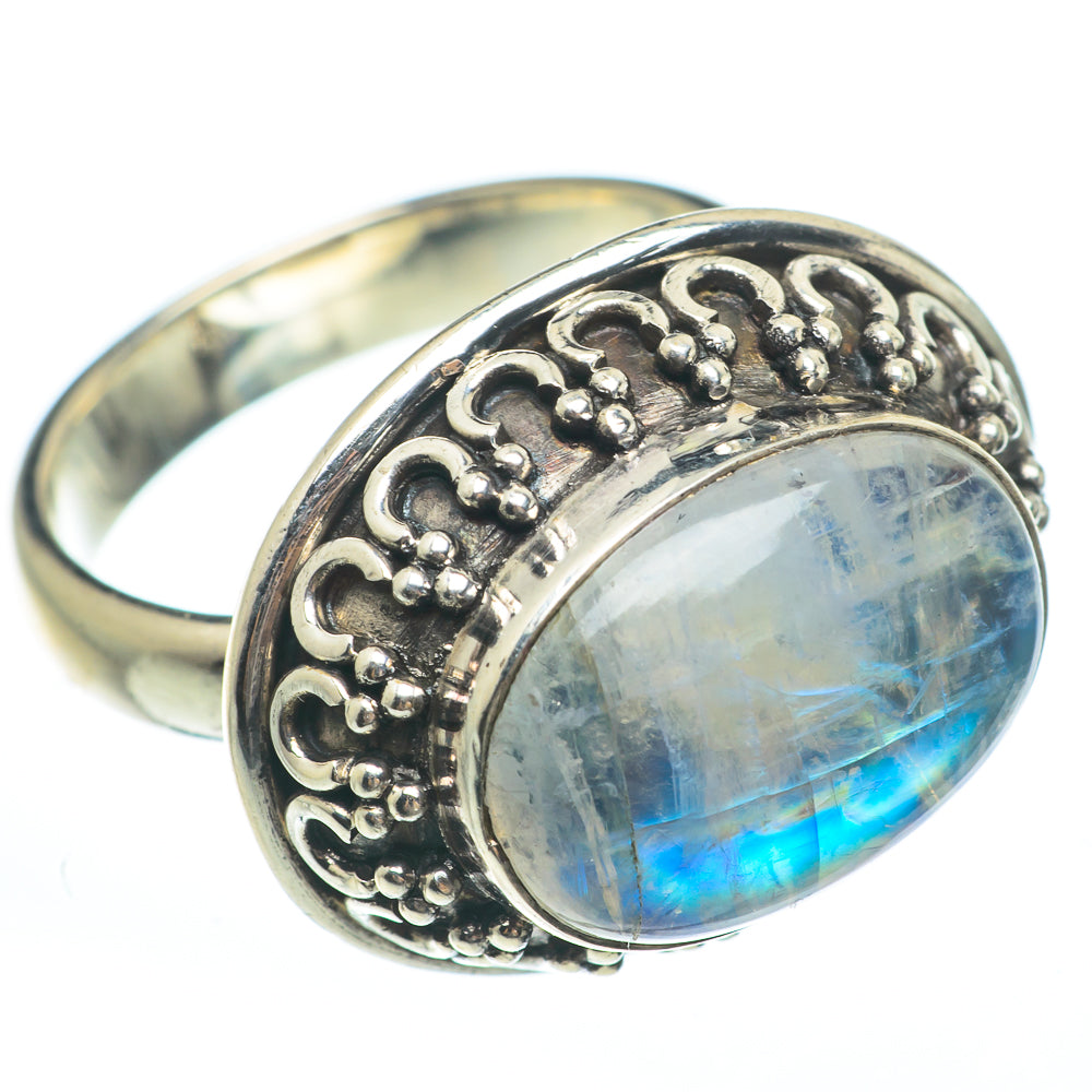Rainbow Moonstone Rings handcrafted by Ana Silver Co - RING61625