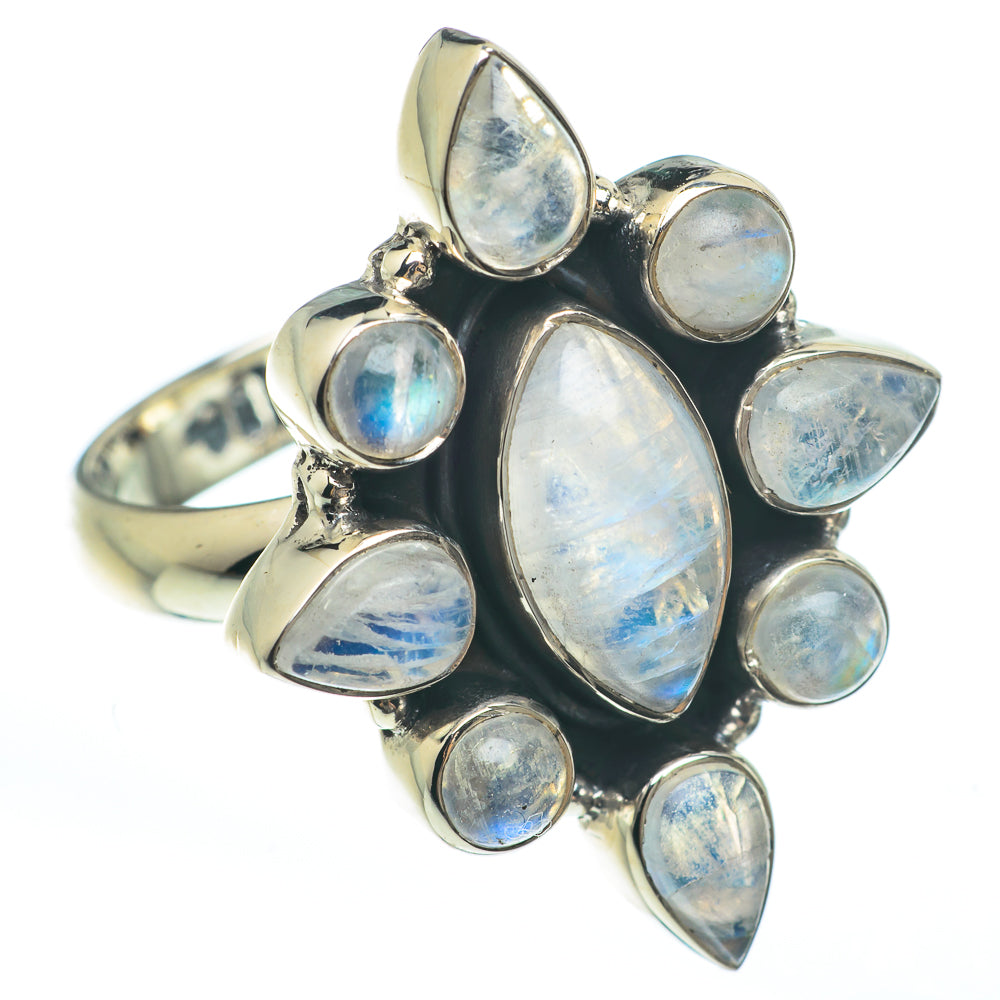Rainbow Moonstone Rings handcrafted by Ana Silver Co - RING61626