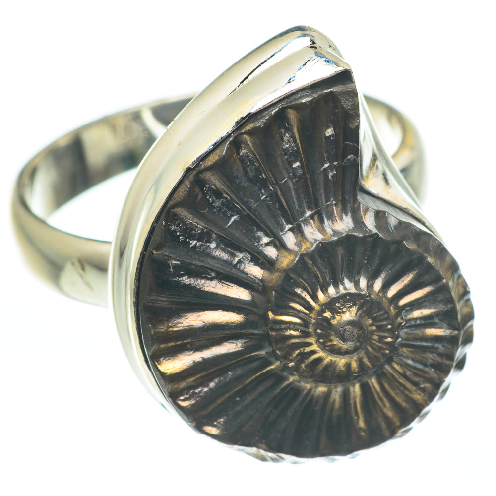 Pyrite Ammonite Rings handcrafted by Ana Silver Co - RING61721