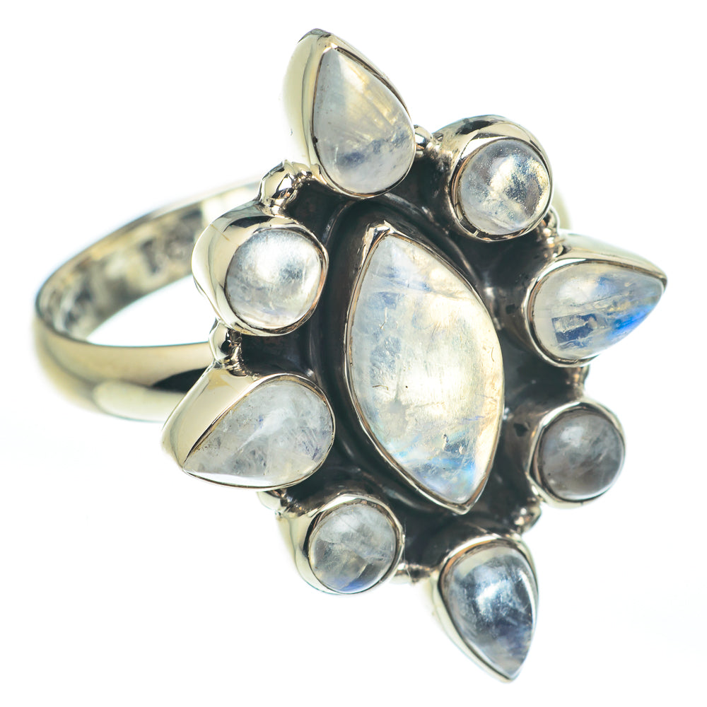 Rainbow Moonstone Rings handcrafted by Ana Silver Co - RING61794