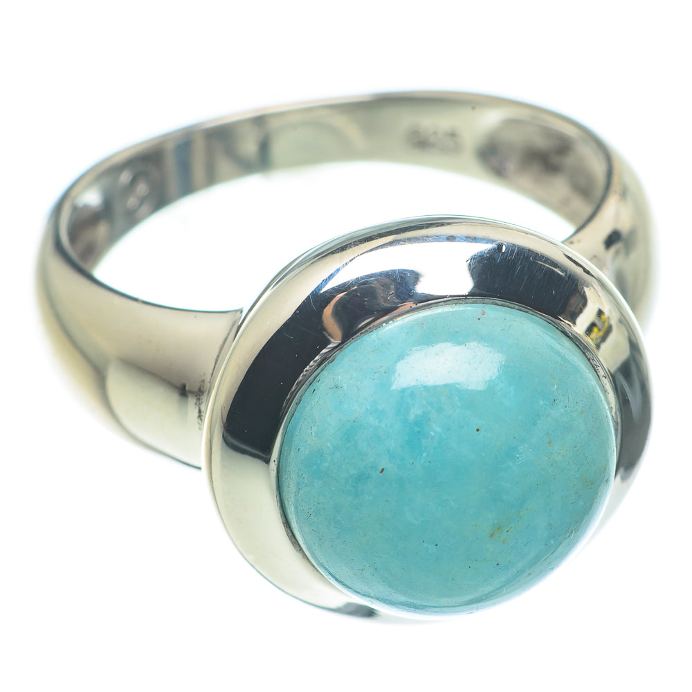 Oval aquamarine blue gemstone bezel set in polished sterling silver ring band