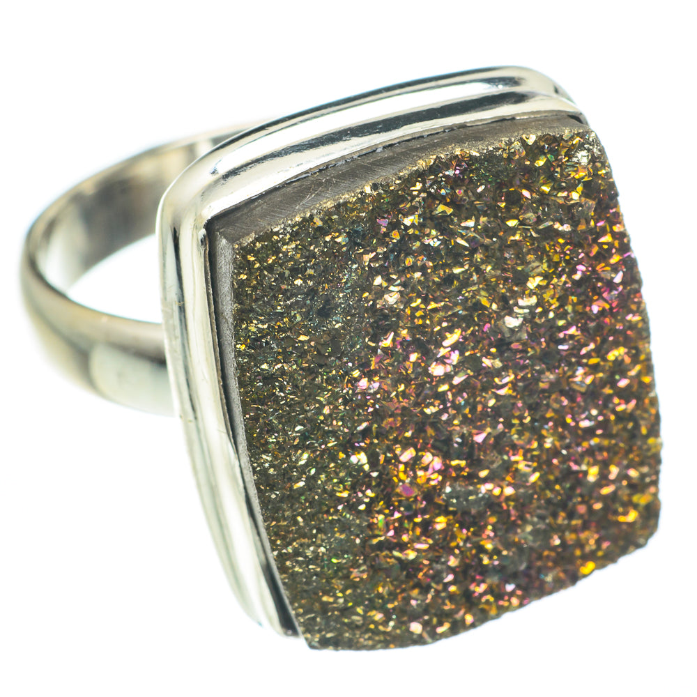 Spectro Pyrite Druzy Rings handcrafted by Ana Silver Co - RING62504