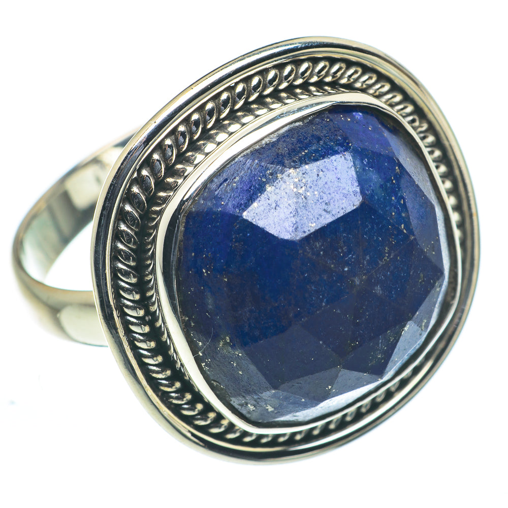 Lapis lazuli oval gemstone ring in 925 sterling silver with twisted border detail