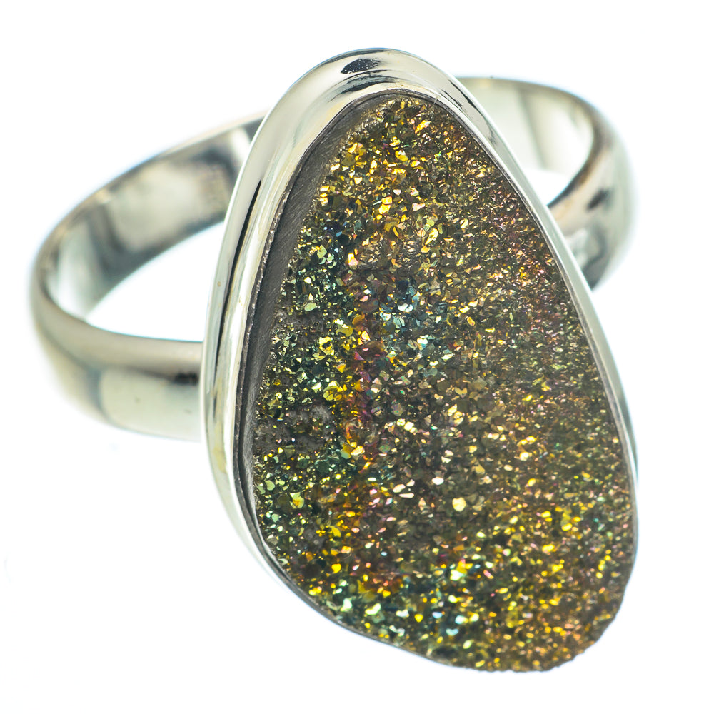 Spectro Pyrite Druzy Rings handcrafted by Ana Silver Co - RING62808
