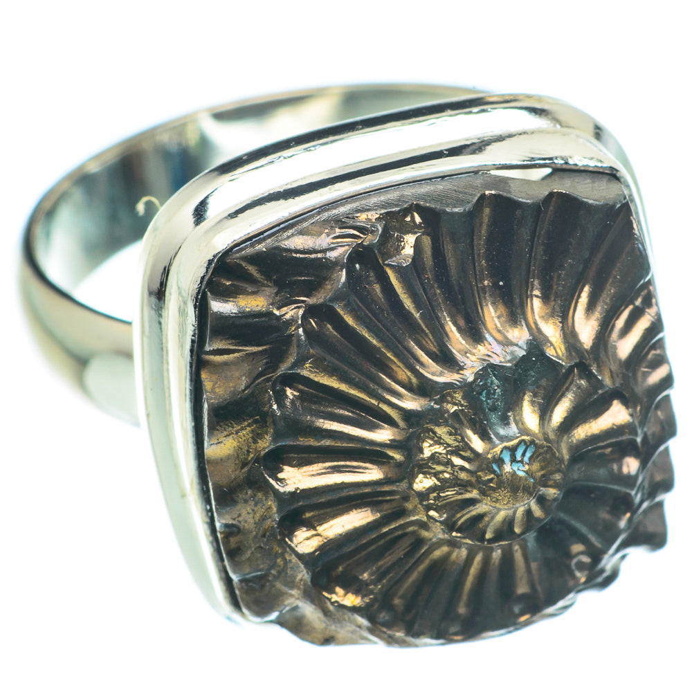 Pyrite Fossil Rings handcrafted by Ana Silver Co - RING63237