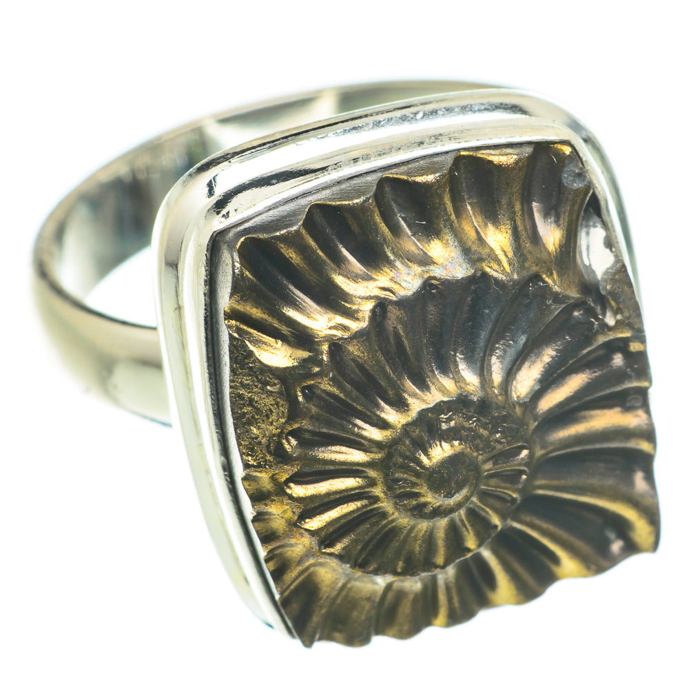 Pyrite Fossil Rings handcrafted by Ana Silver Co - RING63505