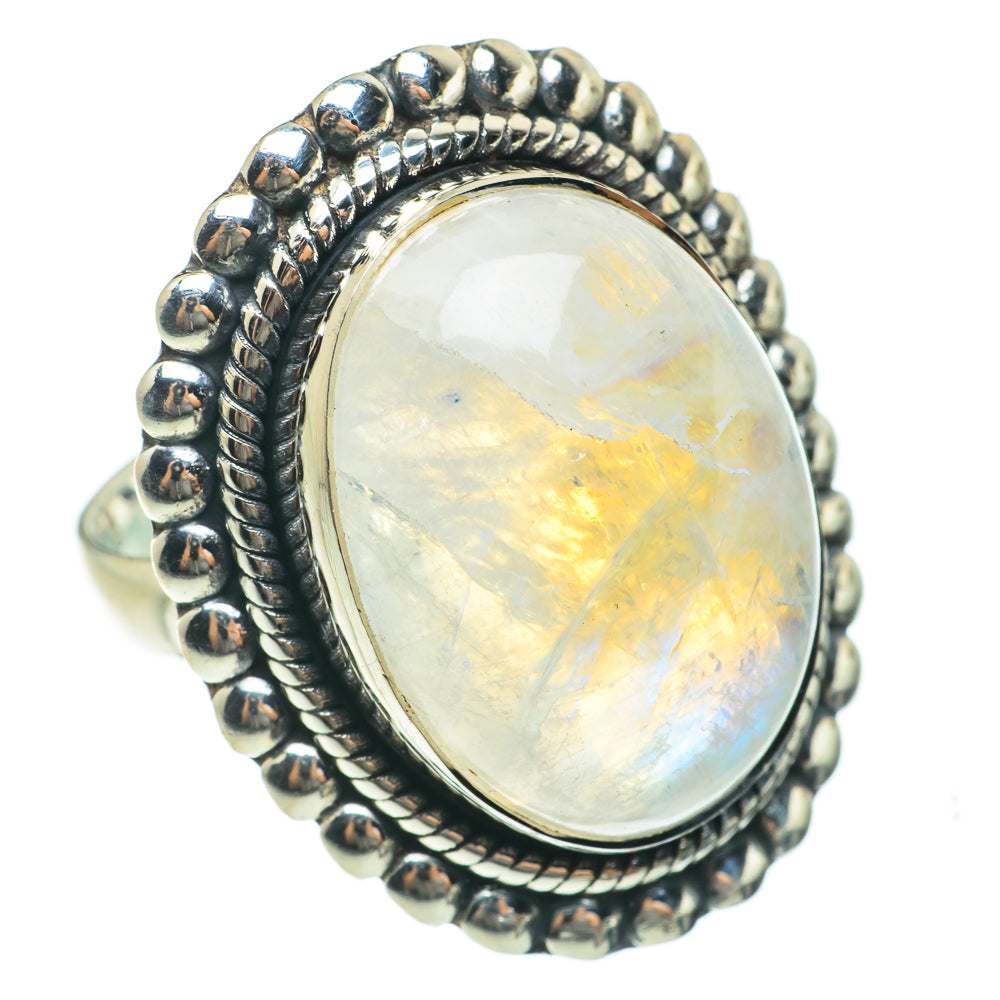 Rainbow Moonstone Rings handcrafted by Ana Silver Co - RING63839