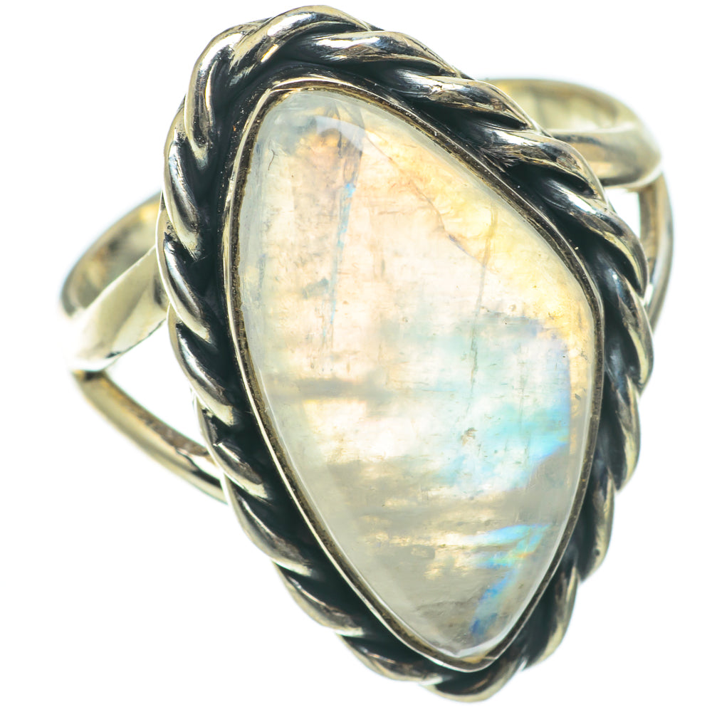 Rainbow Moonstone Rings handcrafted by Ana Silver Co - RING63925