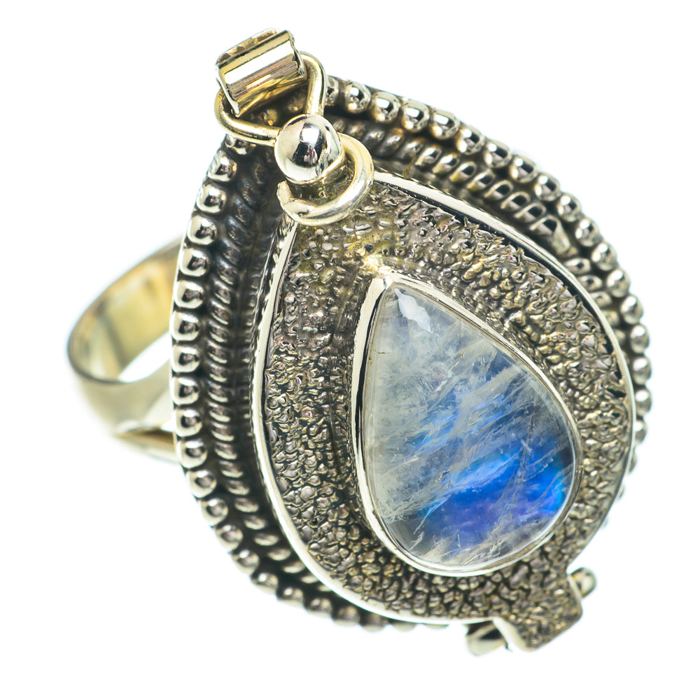 Rainbow Moonstone Rings handcrafted by Ana Silver Co - RING64429
