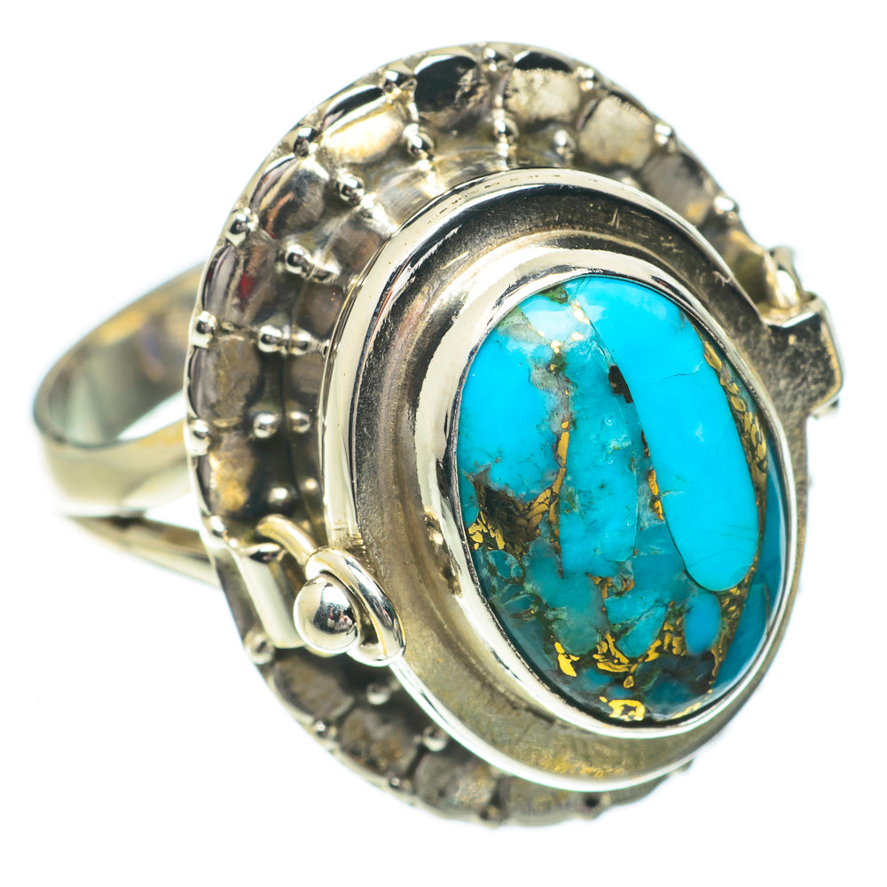 Blue Copper Composite Turquoise Rings handcrafted by Ana Silver Co - RING64480