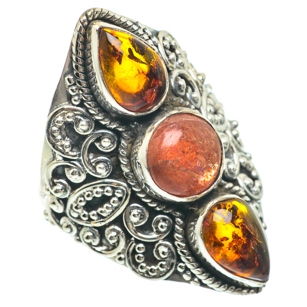 Sunstone, Baltic Amber Rings handcrafted by Ana Silver Co - RING64869