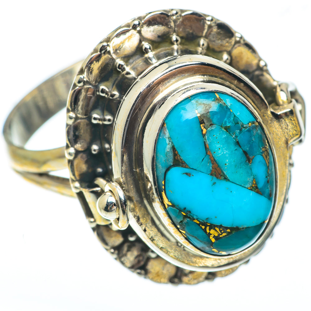 Blue Copper Composite Turquoise Rings handcrafted by Ana Silver Co - RING65151