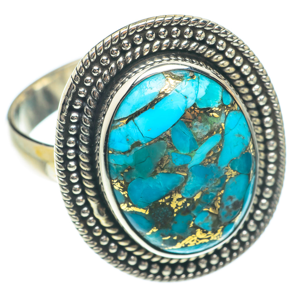 Blue Copper Composite Turquoise Rings handcrafted by Ana Silver Co - RING65260