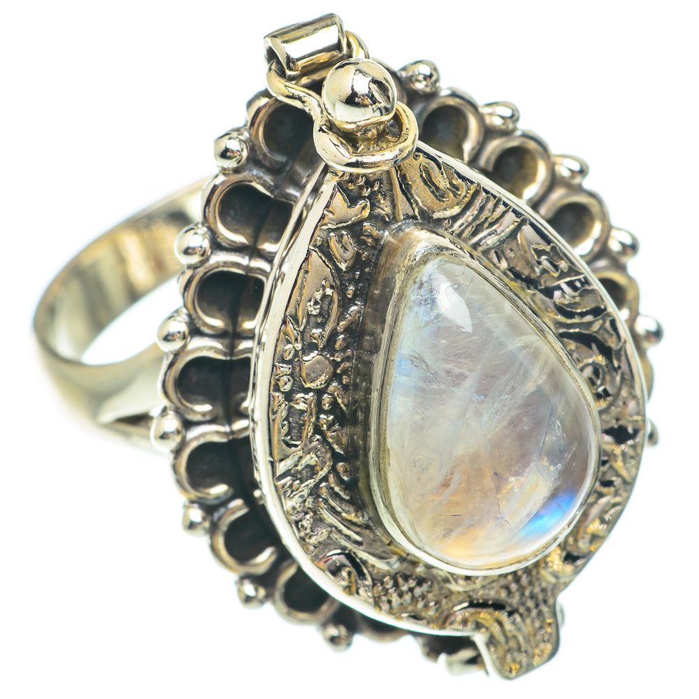 Rainbow Moonstone Rings handcrafted by Ana Silver Co - RING65478