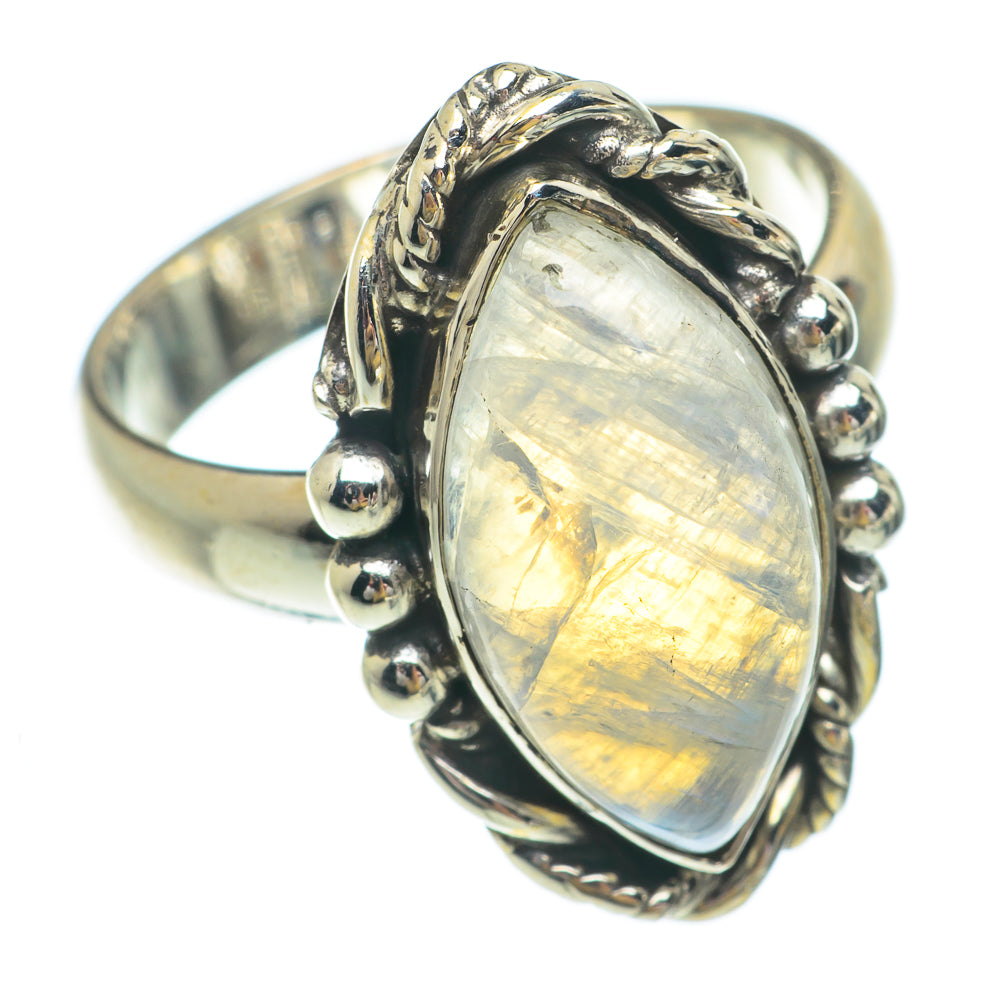 Rainbow Moonstone Rings handcrafted by Ana Silver Co - RING65479
